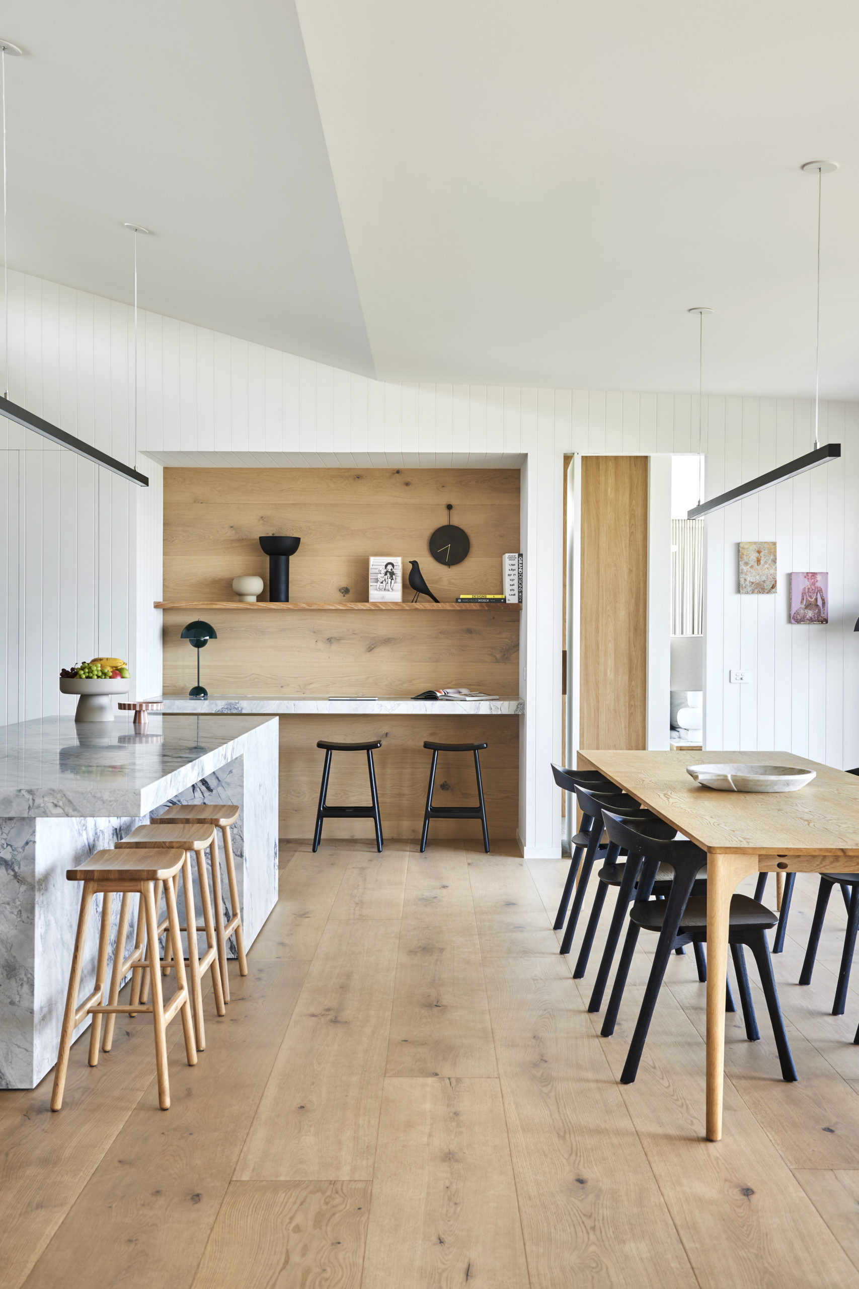 Patrick Dangerfield's contemporary kitchen with honey-oak toned Otto XVII Sault European oak flooring