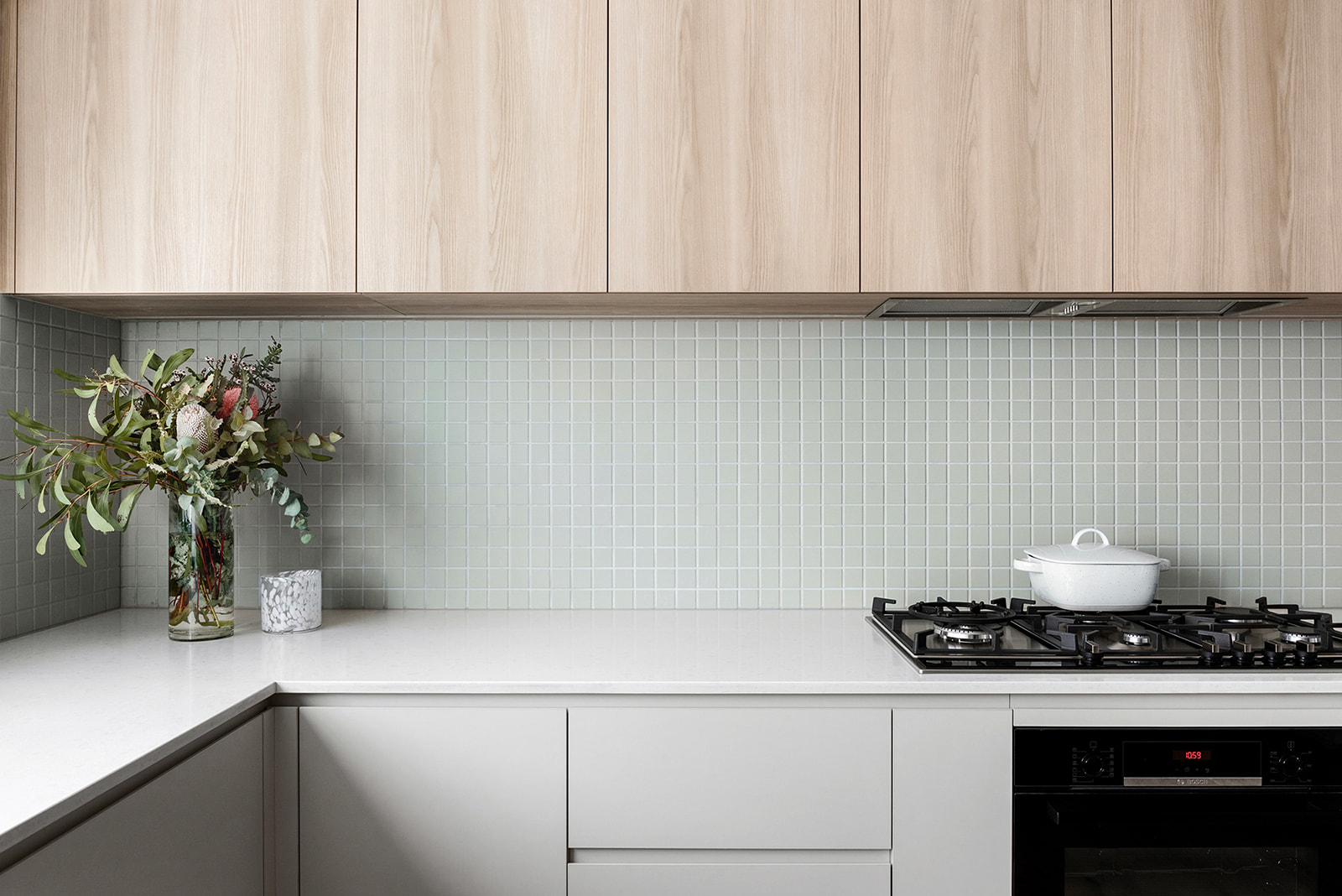 Scandanavian style interiors featuring blonde Cellupal timber-look laminate