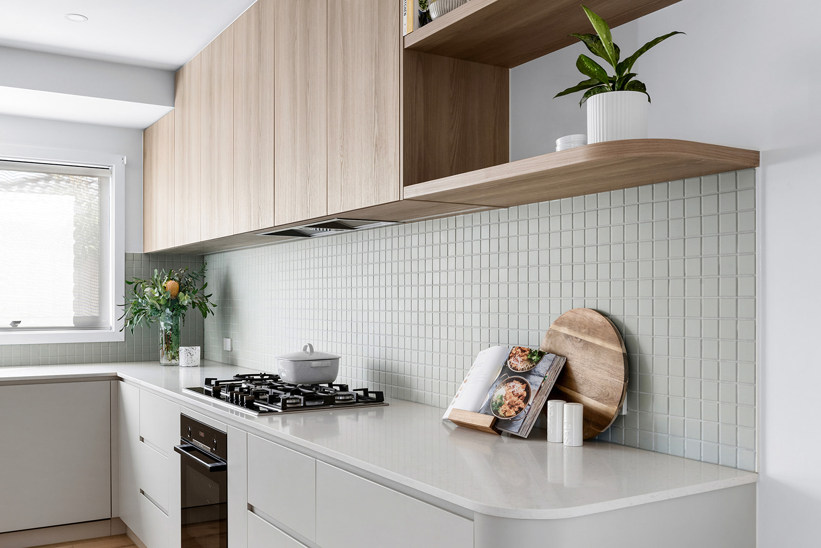 Scandanavian style interiors featuring blonde Cellupal timber-look laminate