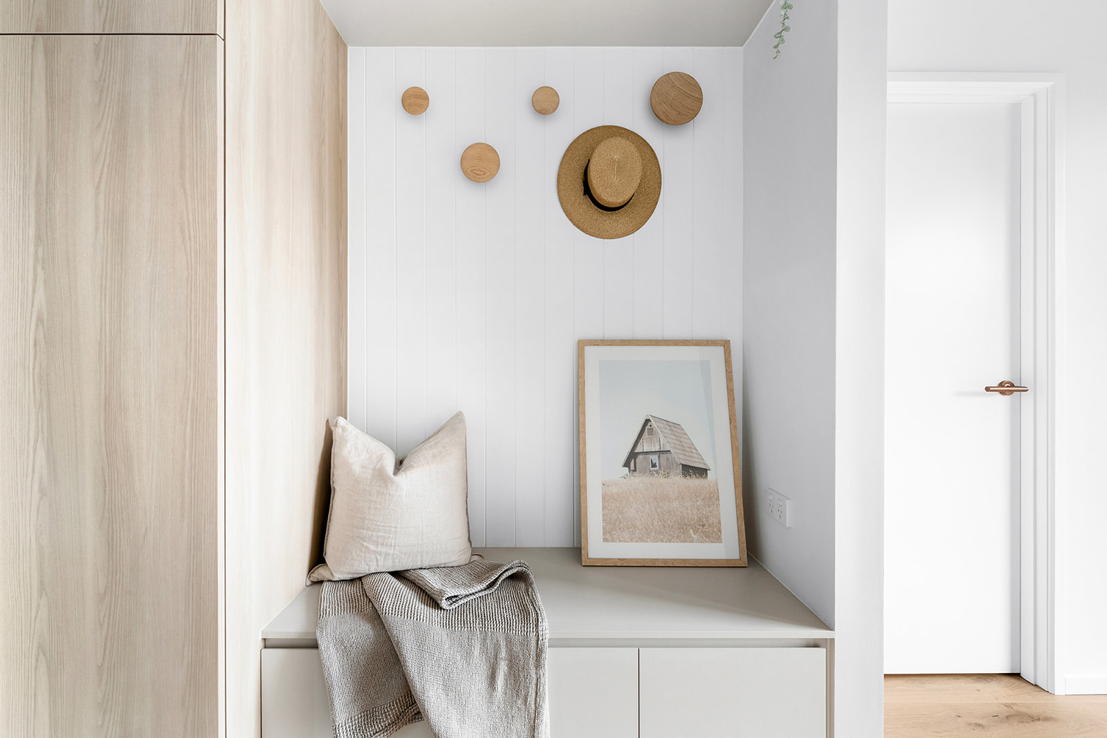 Scandanavian style interiors featuring blonde Cellupal timber-look laminate